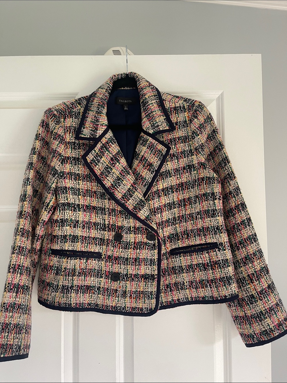Talbots Multicolor Tweed Double-Breasted Jacket